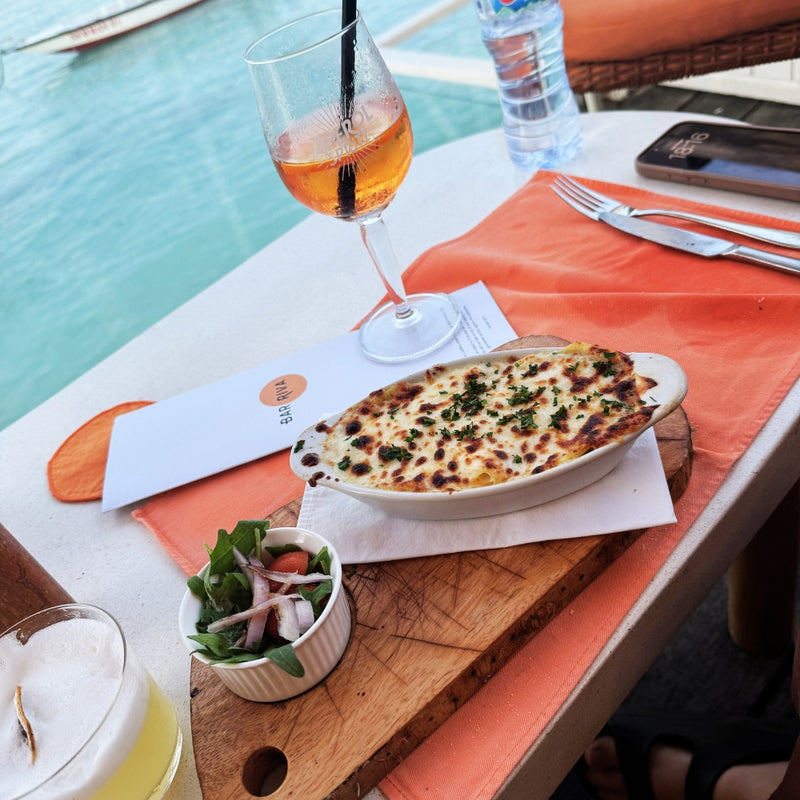 Lasagna served at Bar Riva - Nusa Lembongan