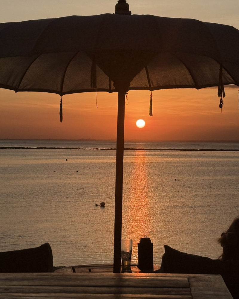 Sunset on Jungut Batu Beach from Warung Pacific, Nusa Lembongan