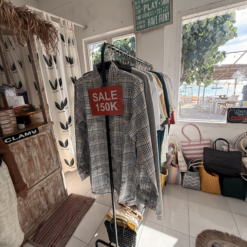 Specials rack in Clam Clothing , Jungut Batu Beach, Nusa Lembongan